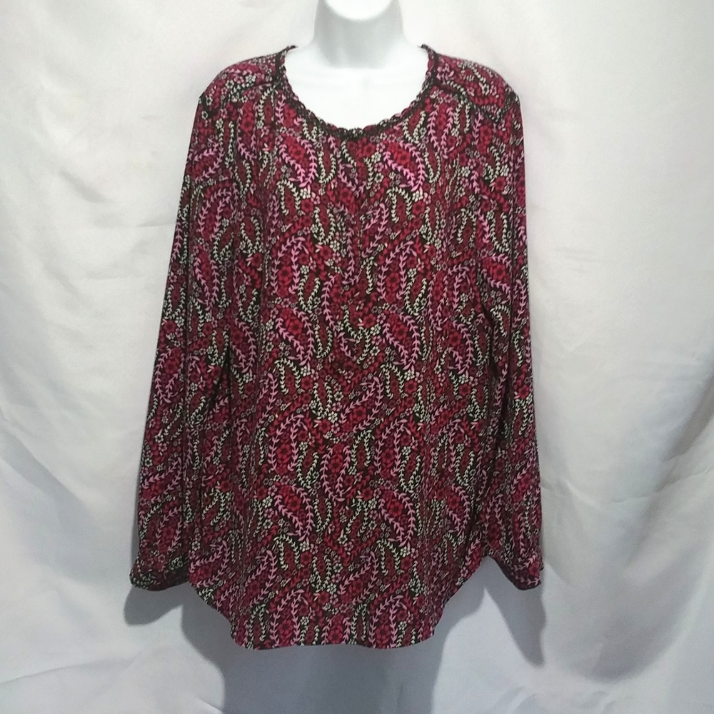 Talbots Long Sleeve Floral Blouse Size XL